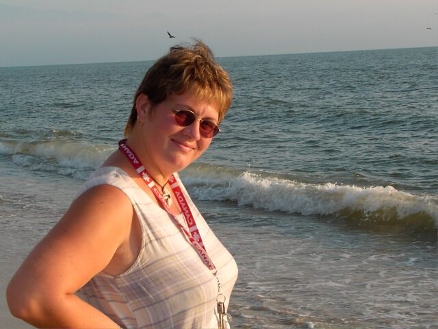 Christie Forget on the beach in Mexico shortly after the family moved