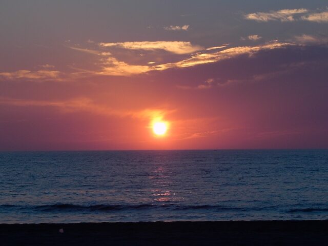 One of the family's first sunsets over the Pacific after moving to Mexico